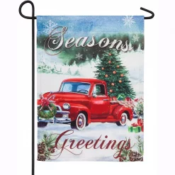 Evergreen 18 In. X 12.5 In. Christmas Farm Pickup Garden Suede Flag